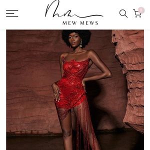 Mew Mews Verona Embellished Diamond Chain Dress In Red